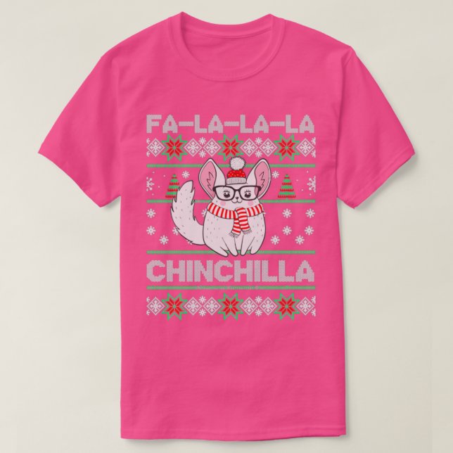 Chinchilla Ugly Christmas Chinchilla Liebhaber T-Shirt (Design vorne)