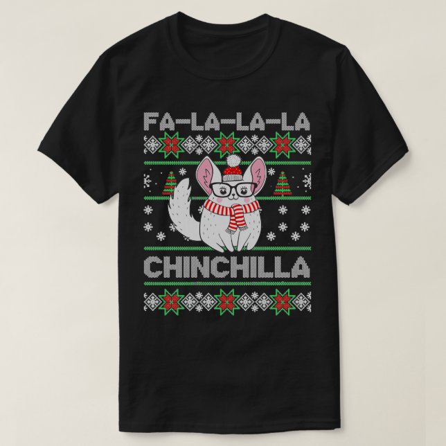 Chinchilla Ugly Christmas Sweater T-Shirt (Design vorne)