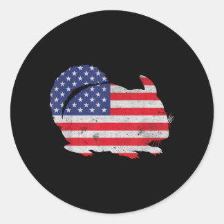 Chinchilla Unabhängigkeitstag Patriotische USA-Fla Runder Aufkleber