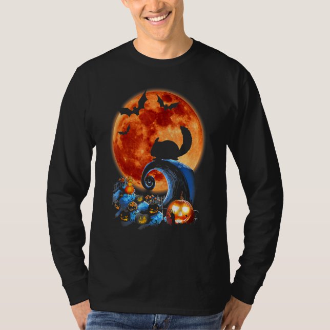 Chinchilla und Moon Halloween Silhouette T-Shirt (Vorderseite)