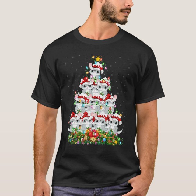 Chinchilla   Xmas Lights Santa Chinchilla Christma T-Shirt (Vorderseite)