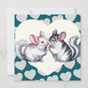 Chinchillas Kissing Valentine's Day Liebe Card Feiertagskarte