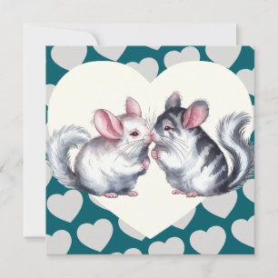 Chinchillas Küssen Valentinstag Liebeskarte Feiertagskarte