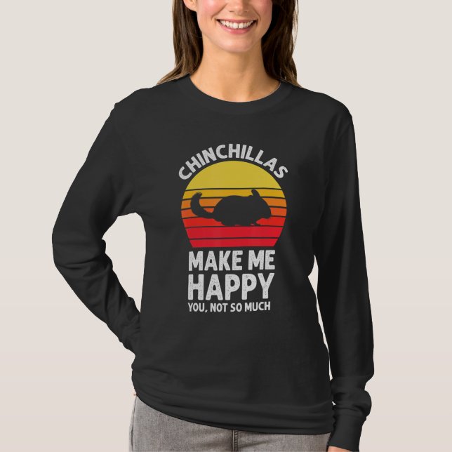 Chinchillas Make Me Happy Sunset Retro Chinchilla T-Shirt (Vorderseite)