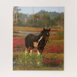 Chincoteague Foal Stehend in roten Blume Puzzle