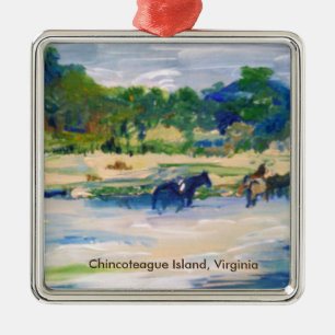 Chincoteague Island Horse Painting Ornament Aus Metall