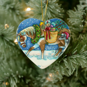 CHINCOTEAGUE ISLAND PONIES, CHRISTMAS HORSE COLT KERAMIK ORNAMENT