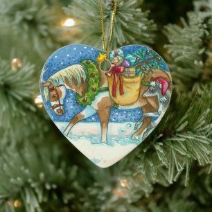 CHINCOTEAGUE ISLAND PONIES, CHRISTMAS HORSE COLT KERAMIK ORNAMENT