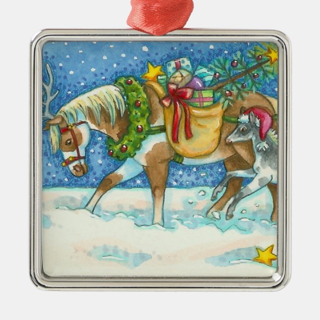 CHINCOTEAGUE ISLAND PONIES CHRISTMAS ORNANATION ORNAMENT AUS METALL (Vorne)