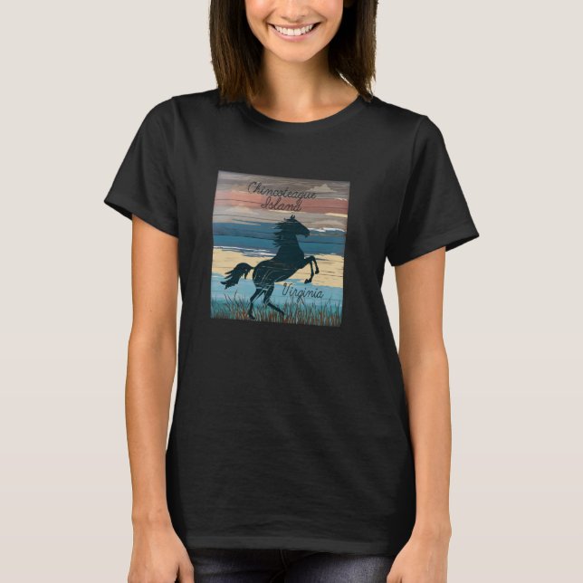 Chincoteague Island VA Wild Pferde Nautical Coasta T-Shirt (Vorderseite)