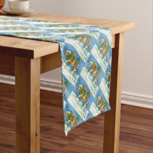 CHINCOTEAGUE PONIES CHRISTMAS HOLIDAY TABLE RUNNER KURZER TISCHLÄUFER