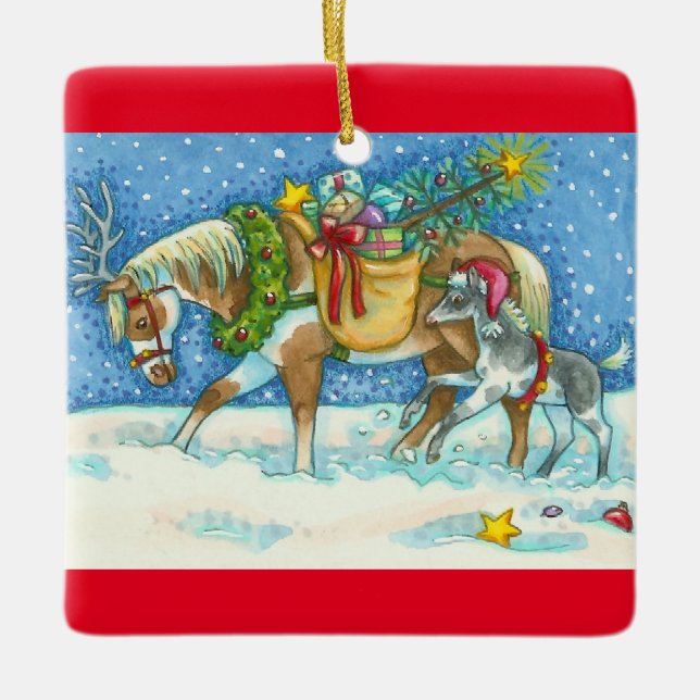 CHINCOTEAGUE PONIES CHRISTMAS ORNANATION KERAMIKORNAMENT (Vorderseite)