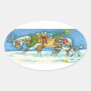 CHINCOTEAGUE PONIES & HOLIDAY WISHER HORSE STICKER
