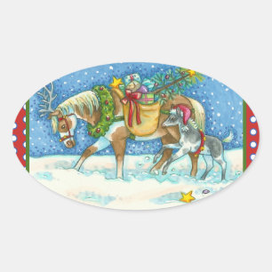 CHINCOTEAGUE PONIES & HOLIDAY WISHER HORSE STICKER
