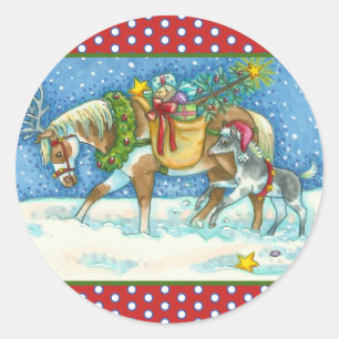 CHINCOTEAGUE PONIES & HOLIDAY WISHER HORSE STICKER