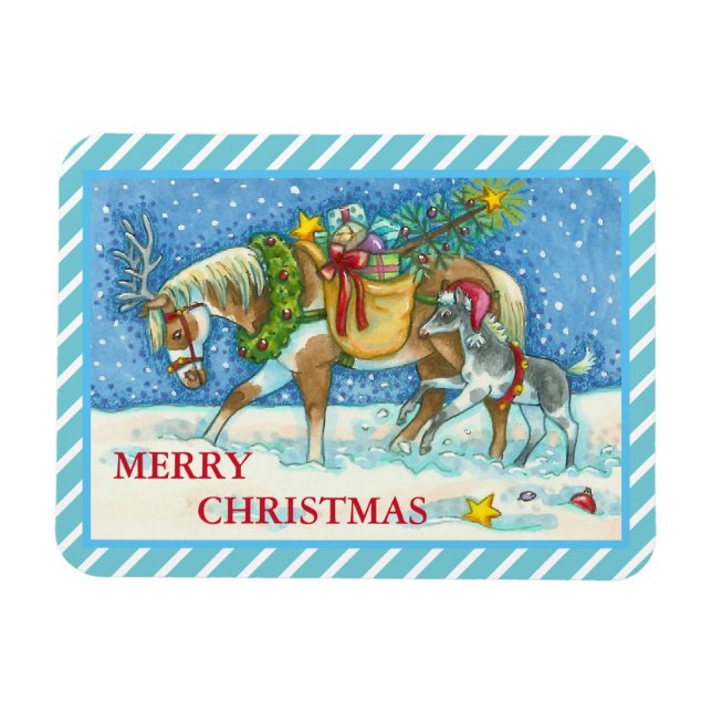 CHINCOTEAGUE PONY, URLAUBSCHRISTMAS PORSE MAGNET (Horizontal)
