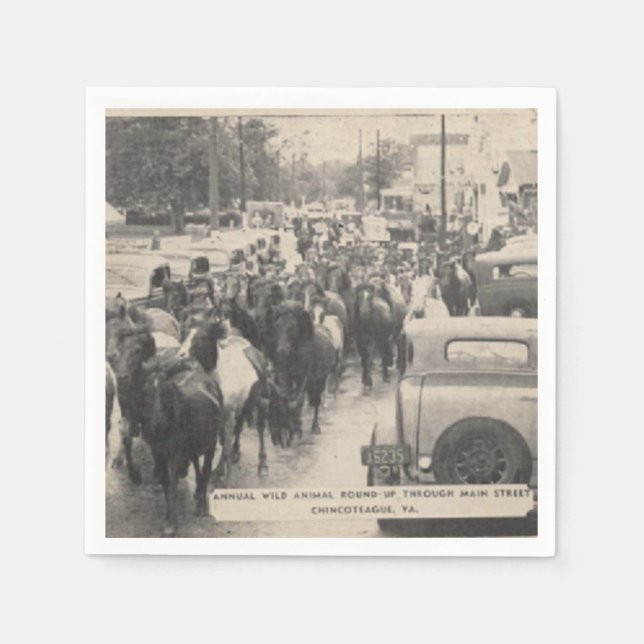 Chincoteague Pony Vintag 1941 Postcard Serviette (Vorderseite)