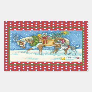 CHINCOTEAGUE-PONYS & WEIHNACHTSWÜNSCHE PFERDE-STIC RECHTECKIGER AUFKLEBER
