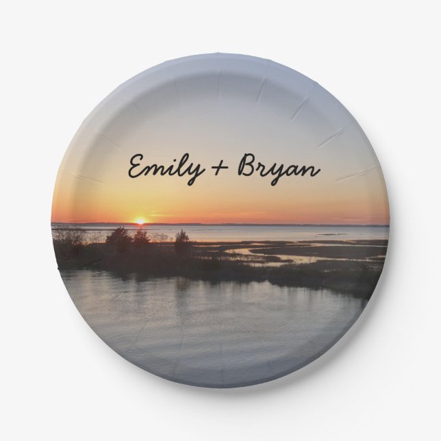 Chincoteague Sunset I Virginia Landschaft Pappteller (Vorderseite)