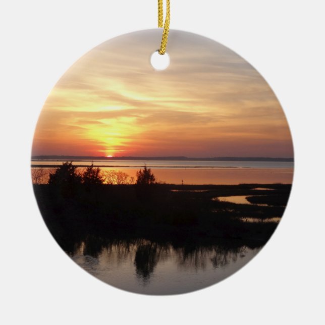 Chincoteague Sunset II Virginia Landschaft Keramik Ornament (Vorne)