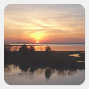 Chincoteague Sunset II Virginia Landschaft Quadratischer Aufkleber