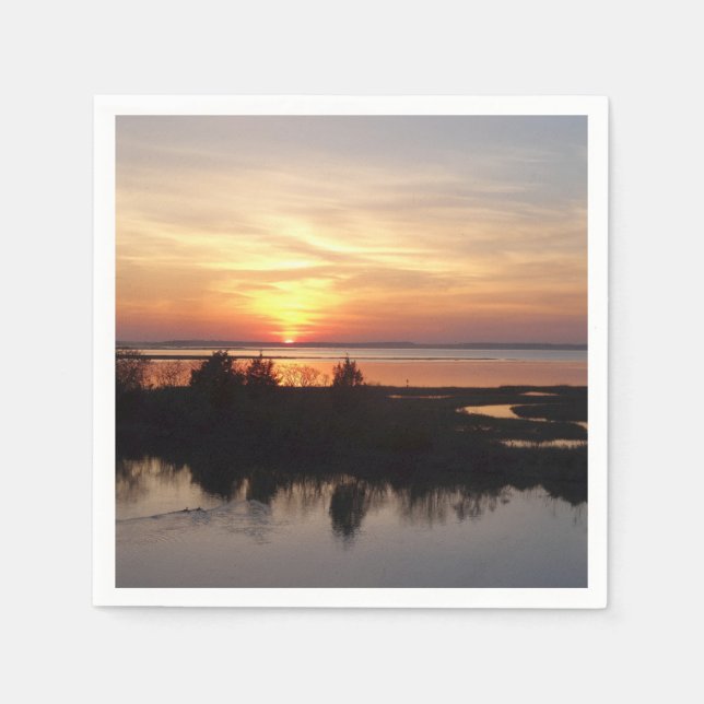 Chincoteague Sunset II Virginia Landschaft Serviette (Vorderseite)