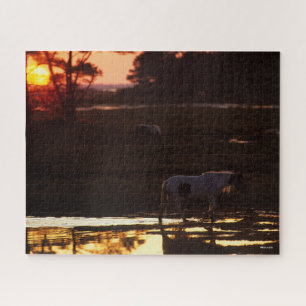 Chincoteague Walking in water at Sunset Puzzle