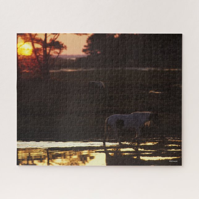 Chincoteague Walking in water at Sunset Puzzle (Horizontal)