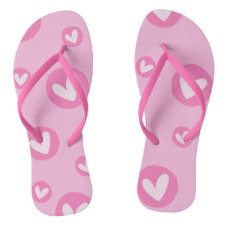 Chinelos Rosa com Padrão de Corações Flip Flops