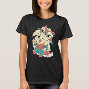 Chines neues Jahr des Rabbit Dragon Tanz glücklich T-Shirt
