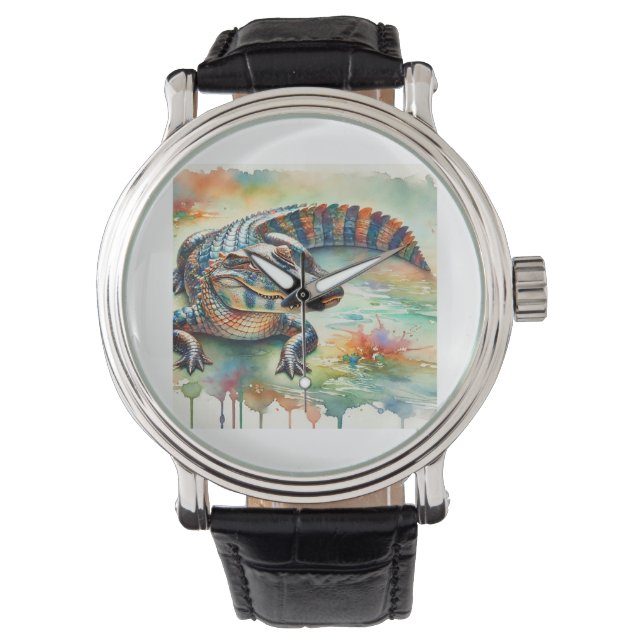 Chinese Alligator 200624AREF226 - Watercolor Armbanduhr (Vorderseite)
