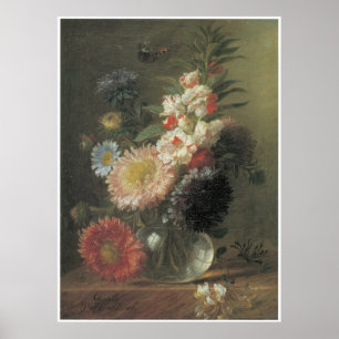 Chinese Aster and Balsam in a Glass Vase, c.1830 Poster