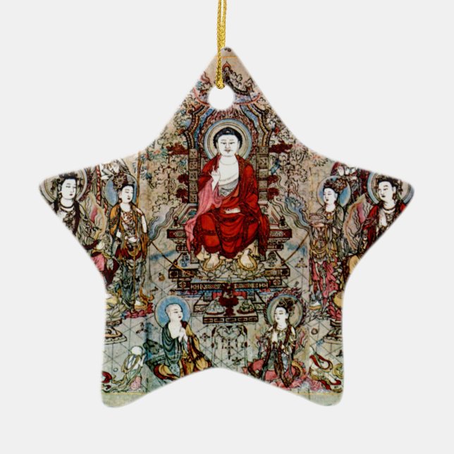 CHINESE-BUDDHA-MALEREI KERAMIK ORNAMENT (Vorne)