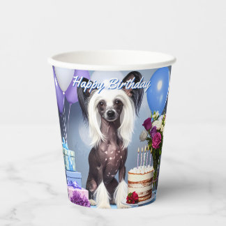 Chinese Crested Birthday Pappbecher