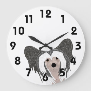 Chinese Crested Dog Clock Große Wanduhr