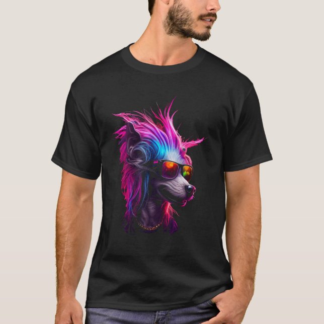 Chinese Crested Dog owner Vaporwave Notorious DJ T-Shirt (Vorderseite)