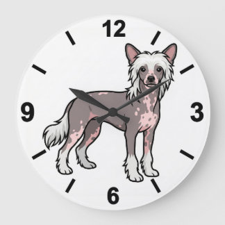 Chinese Crested Dog Wall Clock Unique Pet Decor Große Wanduhr