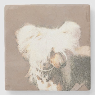 Chinese Crested Hairless Painting Original Dog Art Steinuntersetzer