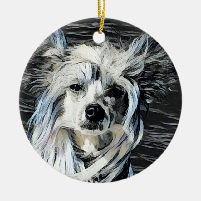 Chinese Crested Keramik Ornament (Vorne)