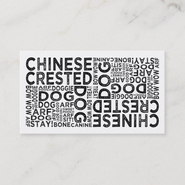 Chinese Crested Typography Visitenkarte (Vorderseite)