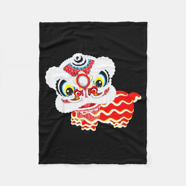 Chinese Cute Traditional Dancing Lion Art Happy Ne Fleecedecke (Vorderseite)