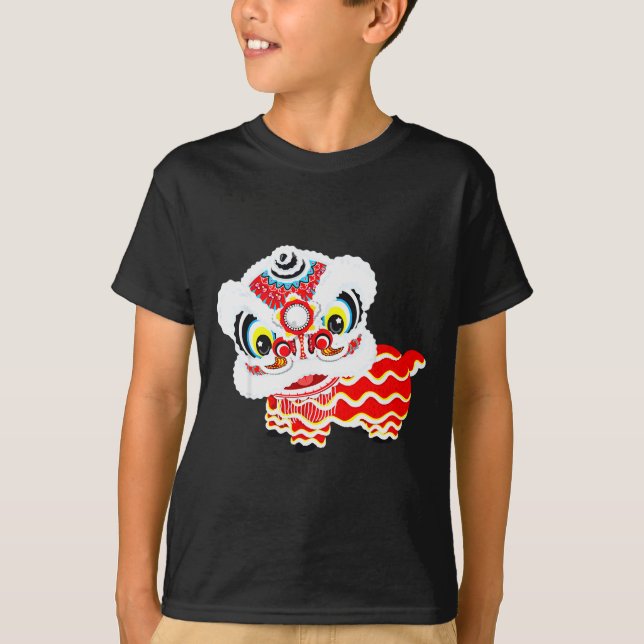 Chinese Cute Traditional Dancing Lion Art Happy Ne T-Shirt (Vorderseite)