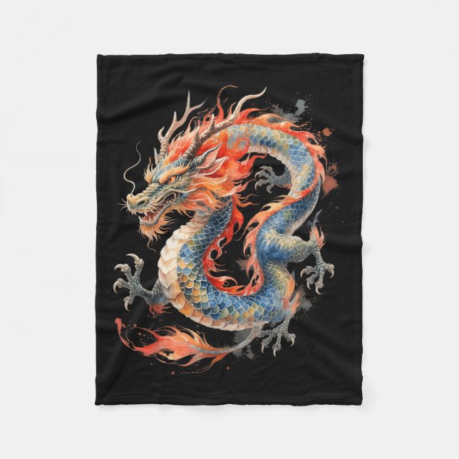 Chinese Dragon Asian Mythology Zodiac  Fleecedecke (Vorderseite)