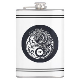 Chinese Dragon in Black and White Personalized Flachmann