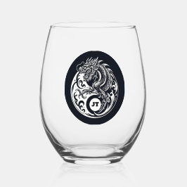 Chinese Dragon in Black and White Personalized Weinglas Ohne Stiel
