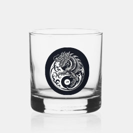 Chinese Dragon in Black and White Personalized Whiskyglas