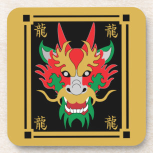 Chinese Dragon Masks Asian Art Getränkeuntersetzer