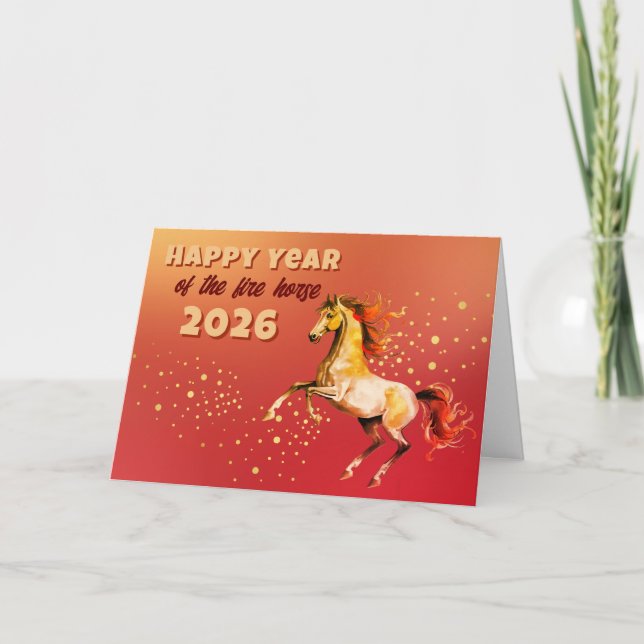 Chinese Happy Year of the Fire Horse 2026  Karte (Vorderseite)