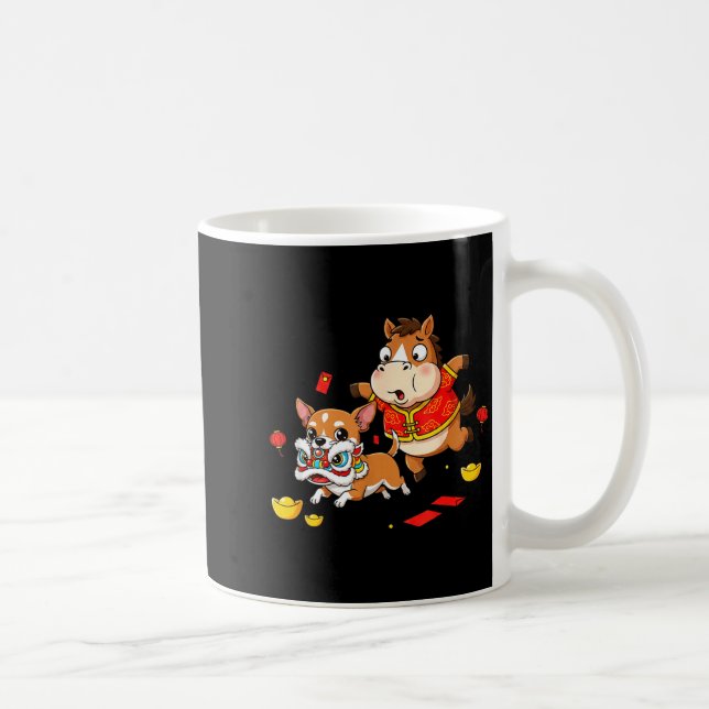 Chinese Horse Chihuahua Funny Kid Mens Womens Happ Kaffeetasse (Rechts)