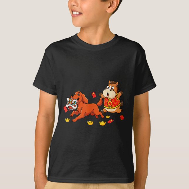 Chinese Horse Irish Setter Kids Mens Womens Happy  T-Shirt (Vorderseite)
